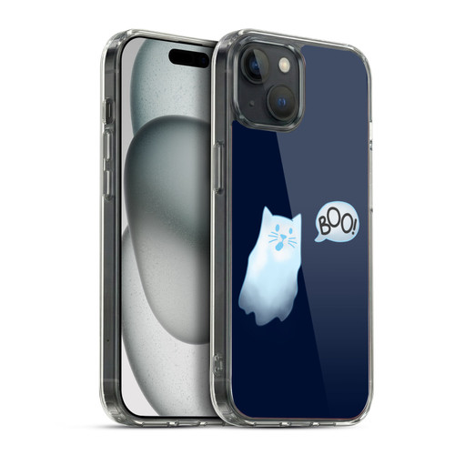 Beth Wilson Doodle Cats 2 Boo Halloween Ghost Soft Gel Case for Apple iPhone 15 Plus & MagSafe