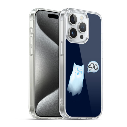 Beth Wilson Doodle Cats 2 Boo Halloween Ghost Soft Gel Case for Apple iPhone 15 Pro & MagSafe