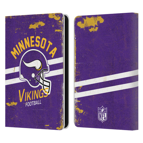 NFL Minnesota Vikings Logo Art Helmet Distressed Leather Book Wallet Case Cover For Amazon Kindle 11th Gen 6in 2022