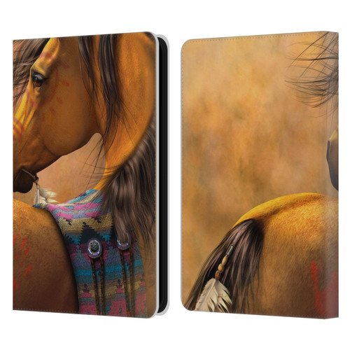 Laurie Prindle Western Stallion Kiowa Gold Leather Book Wallet Case Cover For Amazon Kindle 11th Gen (2024)