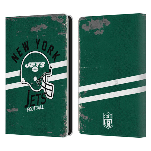 NFL New York Jets Logo Art Helmet Distressed Leather Book Wallet Case Cover For Amazon Kindle 11th Gen 6in 2022