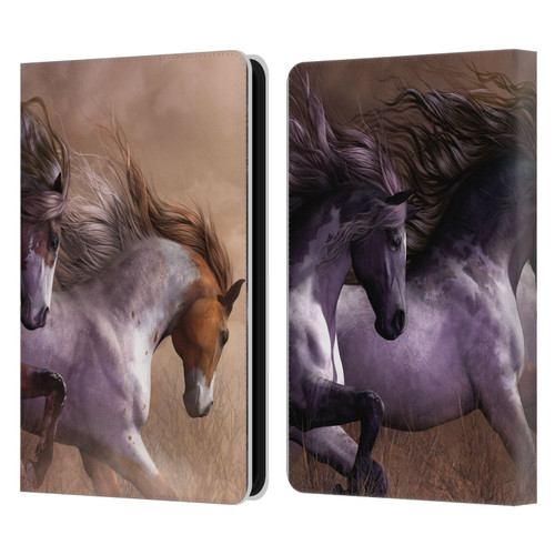 Laurie Prindle Western Stallion Run To Freedom Leather Book Wallet Case Cover For Amazon Kindle 11th Gen (2024)