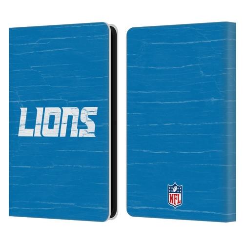 NFL Detroit Lions Logo Distressed Look Leather Book Wallet Case Cover For Amazon Kindle 11th Gen (2024)
