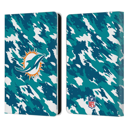 NFL Miami Dolphins Logo Camou Leather Book Wallet Case Cover For Amazon Kindle 11th Gen (2024)