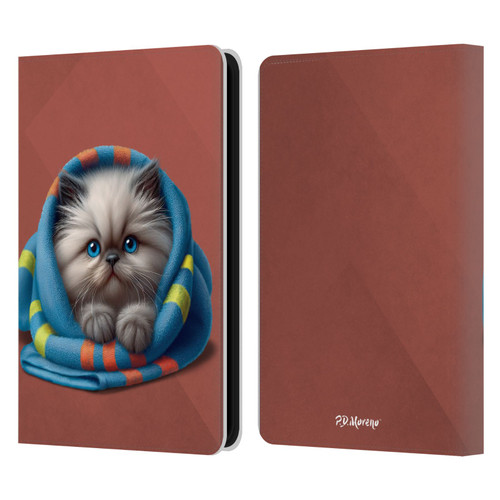 P.D. Moreno Play Cat Artwork Blue Towel Leather Book Wallet Case Cover For Amazon Kindle 11th Gen 6in 2022
