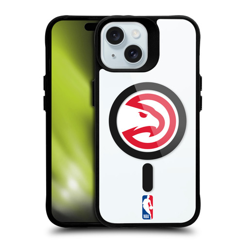 NBA Atlanta Hawks Logo Red Hawk BLACK SHOCKPROOF BUMPER CASE COMPATIBLE WITH Apple iPhone 15 & MAGSAFE