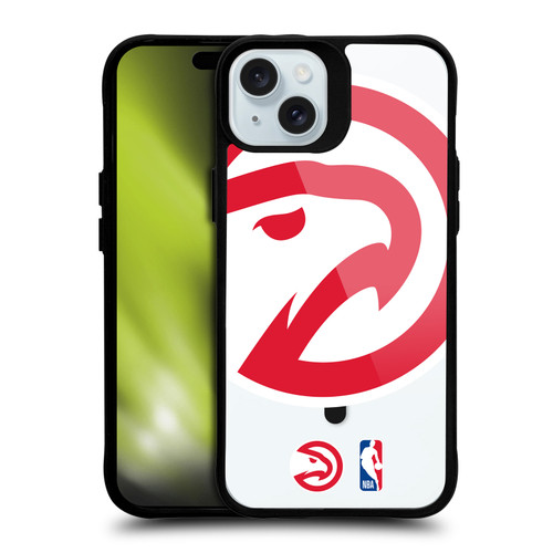 NBA Atlanta Hawks Logo Oversized Hawk BLACK SHOCKPROOF BUMPER CASE COMPATIBLE WITH Apple iPhone 15 Plus & MAGSAFE