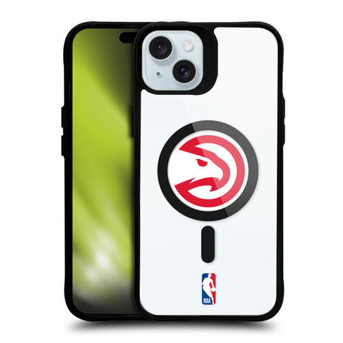 NBA Atlanta Hawks Logo Red Hawk BLACK SHOCKPROOF BUMPER CASE COMPATIBLE WITH Apple iPhone 15 Plus & MAGSAFE