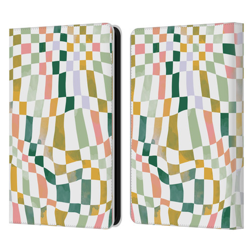 Ninola Checker Pattern Nostalgic Leather Book Wallet Case Cover For Amazon Kindle 11th Gen (2024)