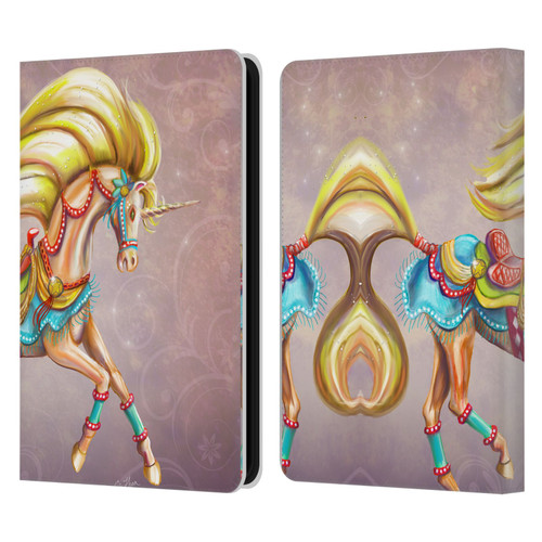 Rose Khan Unicorns Western Palomino Leather Book Wallet Case Cover For Amazon Kindle 11th Gen (2024)