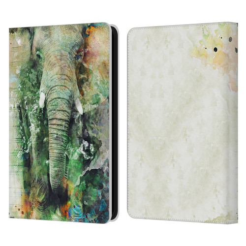 Riza Peker Animals Elephant Leather Book Wallet Case Cover For Amazon Kindle 11th Gen (2024)