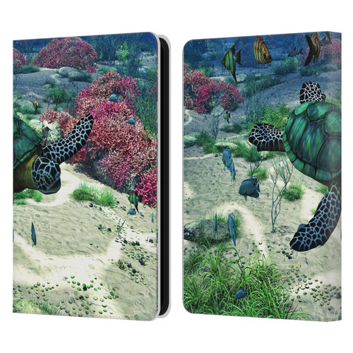 Simone Gatterwe Life In Sea Turtle Leather Book Wallet Case Cover For Amazon Kindle 11th Gen (2024)