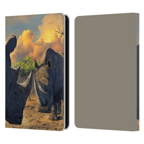 Vincent Hie Key Art Rhino Stand Off Leather Book Wallet Case Cover For Amazon Kindle 11th Gen 6in 2022