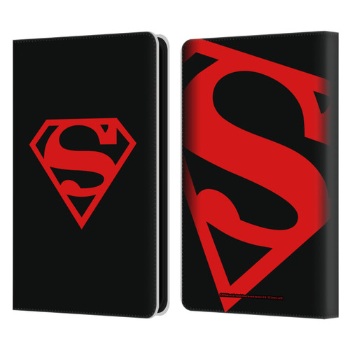 Superman DC Comics Logos Black And Red Leather Book Wallet Case Cover For Amazon Kindle 11th Gen (2024)