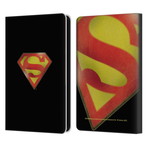 Superman DC Comics Vintage Fashion Logo Leather Book Wallet Case Cover For Amazon Kindle 11th Gen (2024)