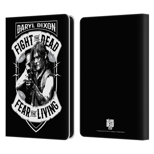 AMC The Walking Dead Daryl Dixon Biker Art RPG Black White Leather Book Wallet Case Cover For Amazon Kindle 11th Gen (2024)
