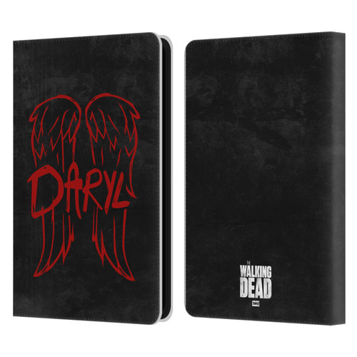 AMC The Walking Dead Daryl Dixon Iconic Wings Logo Leather Book Wallet Case Cover For Amazon Kindle 11th Gen (2024)