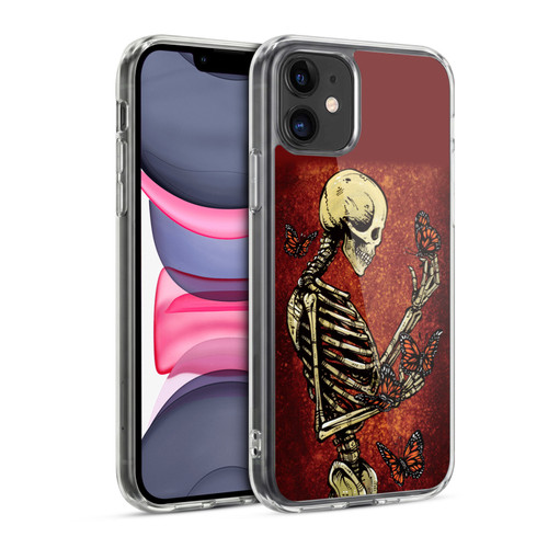 David Lozeau Skeleton Grunge Butterflies Soft Gel Case for Apple iPhone 11
