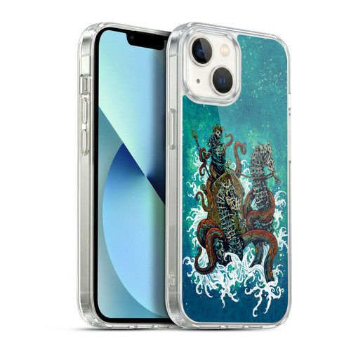 David Lozeau Skeleton Grunge Neptune Nautical Soft Gel Case for Apple iPhone 13