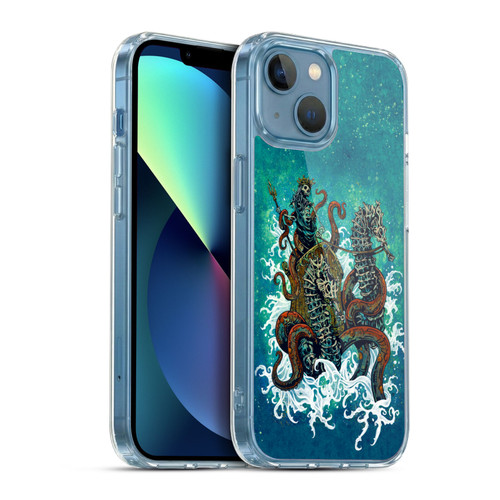 David Lozeau Skeleton Grunge Neptune Nautical Soft Gel Case for Apple iPhone 13 Mini & MagSafe