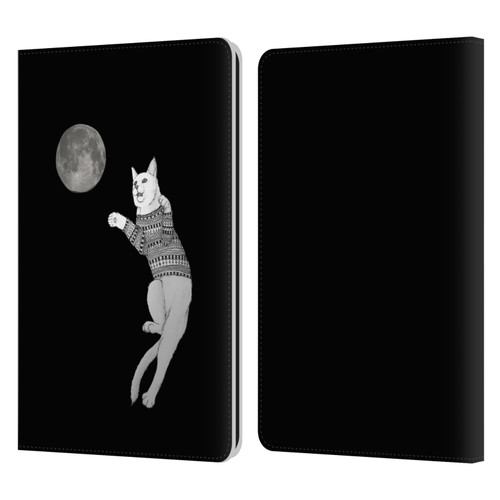 Barruf Animals Cat-ch The Moon Leather Book Wallet Case Cover For Amazon Kindle Paperwhite 1 / 2 / 3