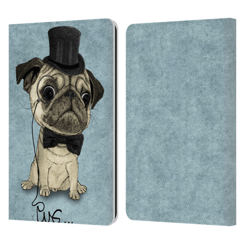 Barruf Dogs Gentle Pug Leather Book Wallet Case Cover For Amazon Kindle Paperwhite 1 / 2 / 3