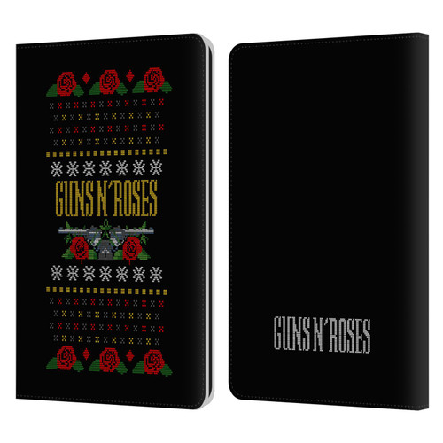 Guns N' Roses Christmas Text Logo Pistol Leather Book Wallet Case Cover For Amazon Kindle Paperwhite 1 / 2 / 3