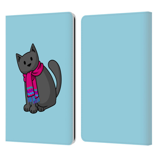 Beth Wilson Doodlecats Cold In A Scarf Leather Book Wallet Case Cover For Amazon Kindle Paperwhite 1 / 2 / 3