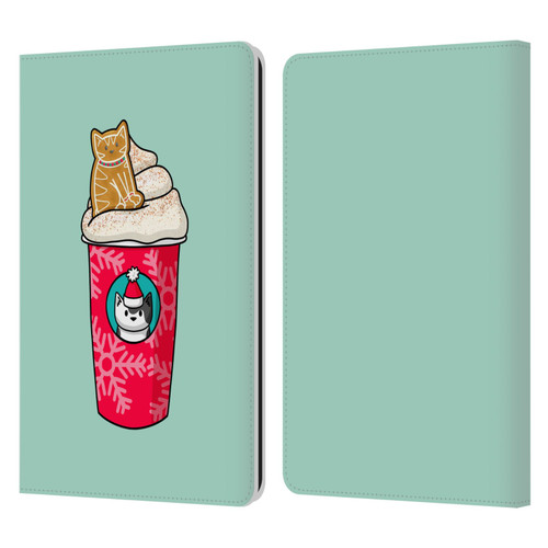 Beth Wilson Doodlecats Gingerbread Latte Leather Book Wallet Case Cover For Amazon Kindle Paperwhite 1 / 2 / 3