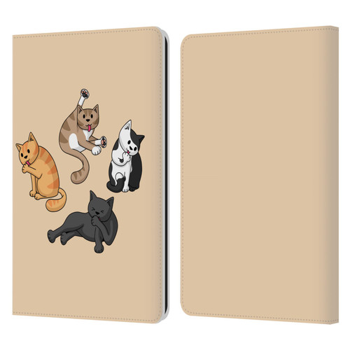 Beth Wilson Doodle Cats 2 Washing Time Leather Book Wallet Case Cover For Amazon Kindle Paperwhite 1 / 2 / 3