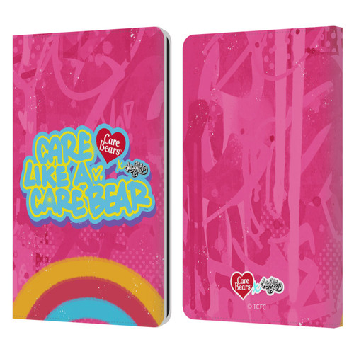 Care Bears Graffiti Collection by Murwalls Rainbow In Pink Leather Book Wallet Case Cover For Amazon Kindle Paperwhite 1 / 2 / 3