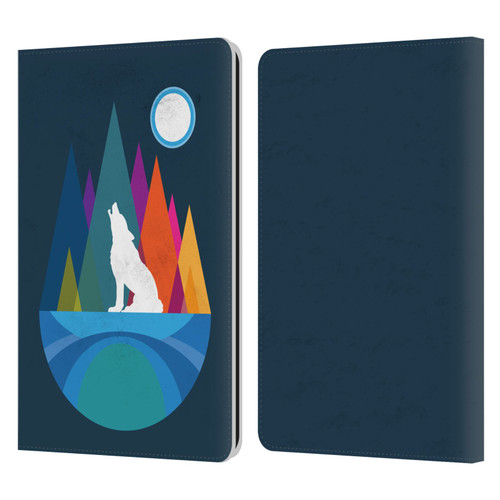 Dave Loblaw Contemporary Art Wolf Mountain With Texture Leather Book Wallet Case Cover For Amazon Kindle Paperwhite 1 / 2 / 3