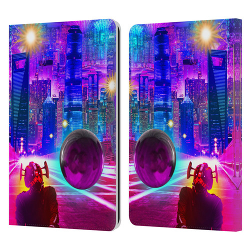 Dave Loblaw Sci-Fi And Surreal Synthwave Street Leather Book Wallet Case Cover For Amazon Kindle Paperwhite 1 / 2 / 3
