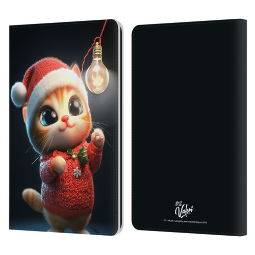 D.S. Valori Kitty And Puppy Kitty Christmas Light Leather Book Wallet Case Cover For Amazon Kindle Paperwhite 1 / 2 / 3