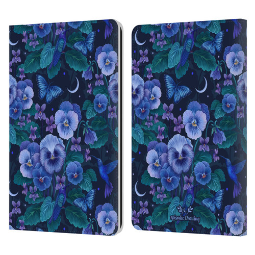 Episodic Drawing Florals & Serpents Violet Blue Flowers Leather Book Wallet Case Cover For Amazon Kindle Paperwhite 1 / 2 / 3