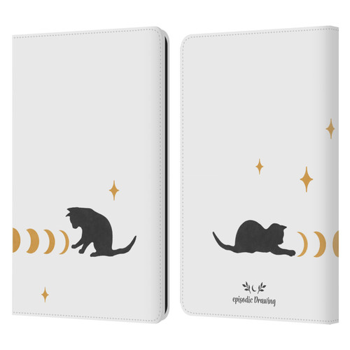 Episodic Drawing Mix Illustrations Cat And Moon Leather Book Wallet Case Cover For Amazon Kindle Paperwhite 1 / 2 / 3