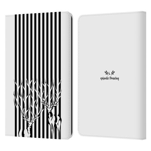 Episodic Drawing Mix Illustrations Deers In Stripes Leather Book Wallet Case Cover For Amazon Kindle Paperwhite 1 / 2 / 3
