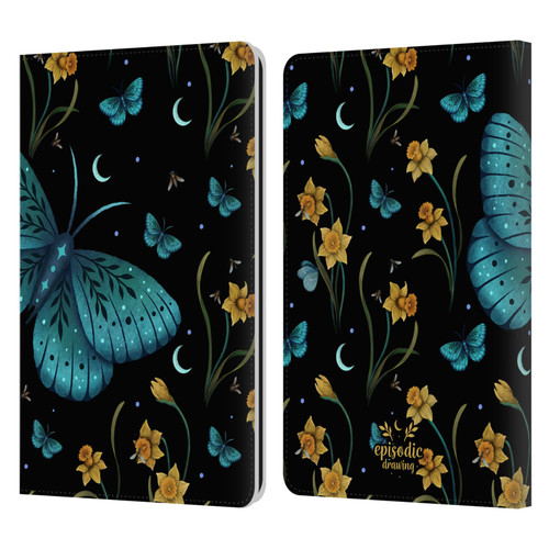 Episodic Drawing Moth Patterns Daffodil Flowers Leather Book Wallet Case Cover For Amazon Kindle Paperwhite 1 / 2 / 3