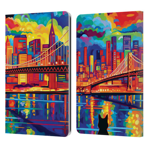 Michael David Ward Psychedelic Art Midnight In San Francisco Leather Book Wallet Case Cover For Amazon Kindle Paperwhite 1 / 2 / 3