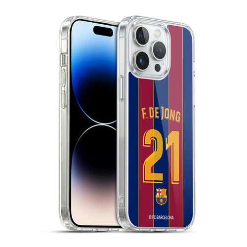 FC Barcelona 2020/21 Players Home Kit Group 1 Frenkie de Jong Soft Gel Case for Apple iPhone 14 Pro Max & MagSafe