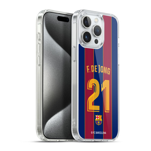 FC Barcelona 2020/21 Players Home Kit Group 1 Frenkie de Jong Soft Gel Case for Apple iPhone 15 Pro Max & MagSafe