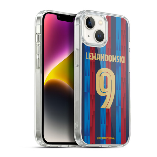 FC Barcelona 2022/23 Players Home Kit Robert Lewandowski Soft Gel Case for Apple iPhone 14