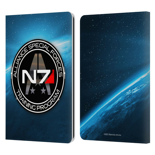 EA Bioware Mass Effect 3 Badges And Logos N7 Training Program Leather Book Wallet Case Cover For Amazon Kindle Paperwhite 1 / 2 / 3