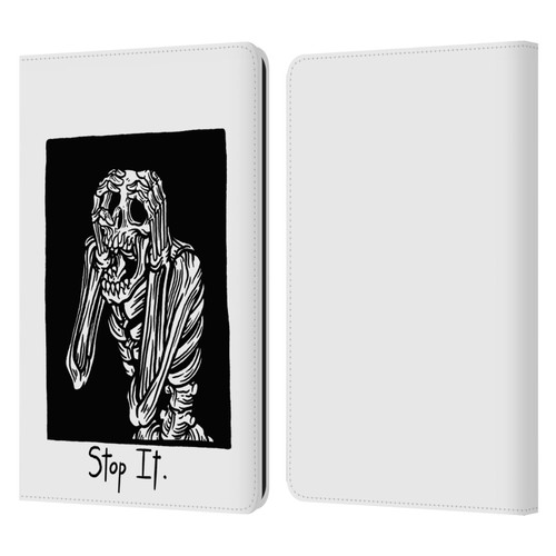 Matt Bailey Skull Stop It Leather Book Wallet Case Cover For Amazon Kindle Paperwhite 1 / 2 / 3