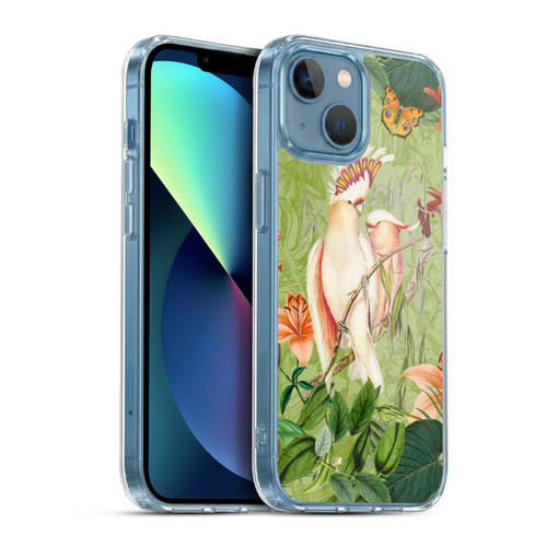 LebensArt Jungle Plants And Animals Cockatoos And Butterflies Soft Gel Case for Apple iPhone 13 Mini & MagSafe