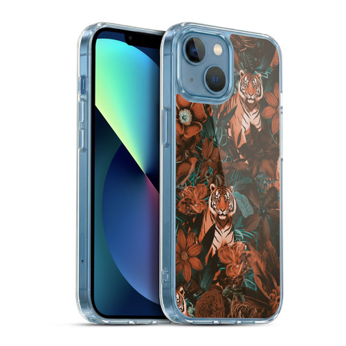 LebensArt Jungle Plants And Animals Fancy Opulence Tiger Soft Gel Case for Apple iPhone 13 Mini & MagSafe