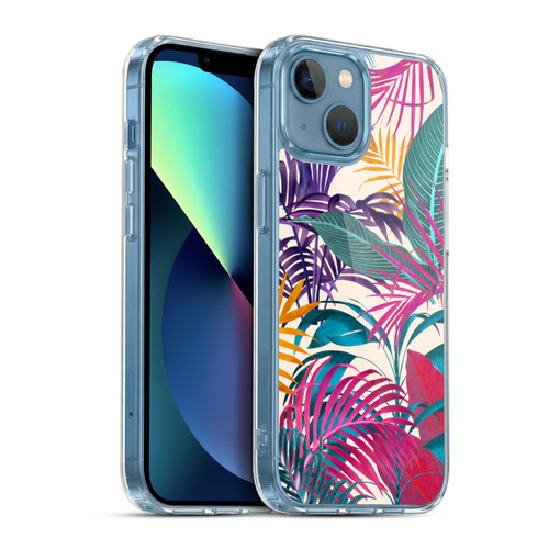 LebensArt Jungle Plants And Animals Palm Leaves Cream Soft Gel Case for Apple iPhone 13 Mini & MagSafe