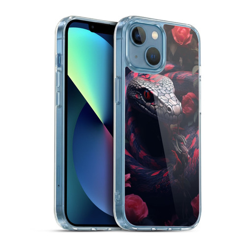 LebensArt Jungle Plants And Animals Snake Red Soft Gel Case for Apple iPhone 13 Mini & MagSafe