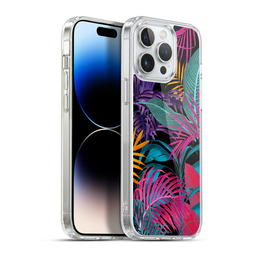LebensArt Jungle Plants And Animals Palm Leaves Black Soft Gel Case for Apple iPhone 13 Pro Max & MagSafe