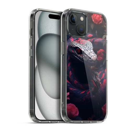 LebensArt Jungle Plants And Animals Snake Red Soft Gel Case for Apple iPhone 15 Plus & MagSafe